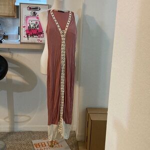 Chic Pink and Cream Maxi Dress